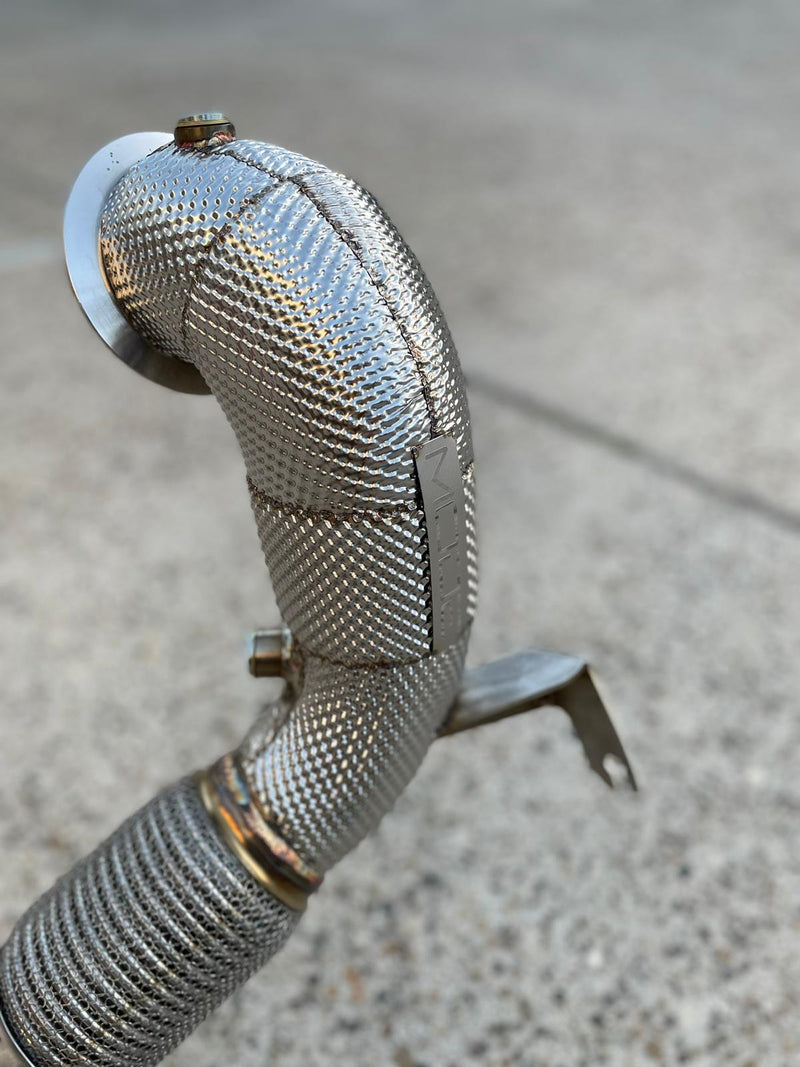 MODE Design 200cpsi Catted 3.5" Downpipe V2 MQB AWD VW Golf MK8 R Audi S3 8Y 2.0T EA888