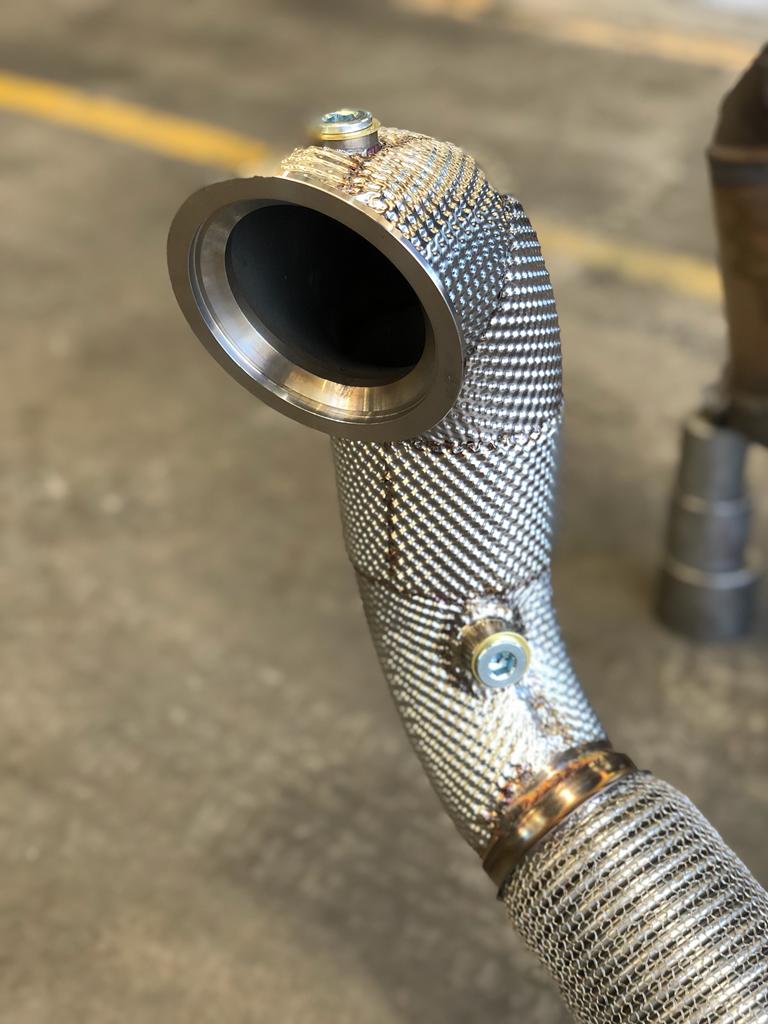 MODE Design 200cpsi Catted 3.5" Downpipe V2 MQB AWD VW Golf MK8 R Audi S3 8Y 2.0T EA888