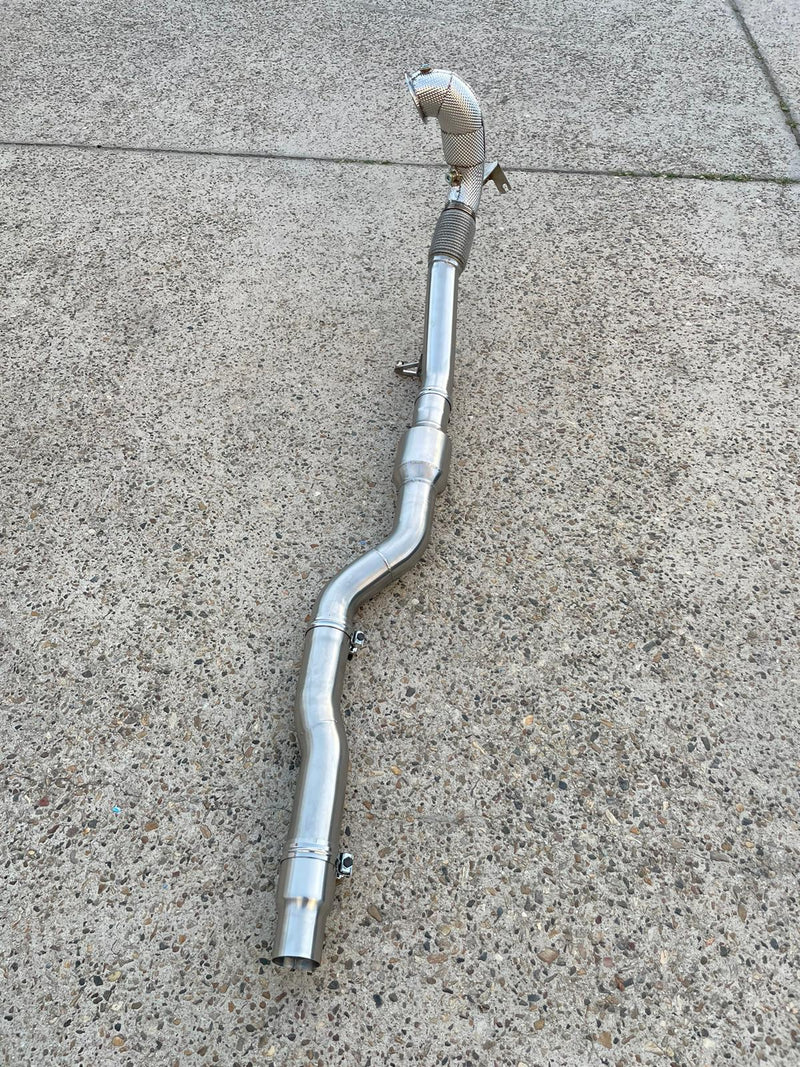 MODE Design Decatted 3.5" Downpipe V2 MQB AWD VW Golf MK8 R Audi S3 8Y 2.0T EA888