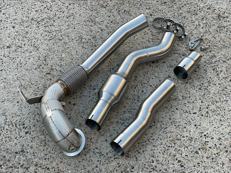 MODE Design Decatted 3.5" Downpipe V2 MQB AWD VW Golf MK8 R Audi S3 8Y 2.0T EA888