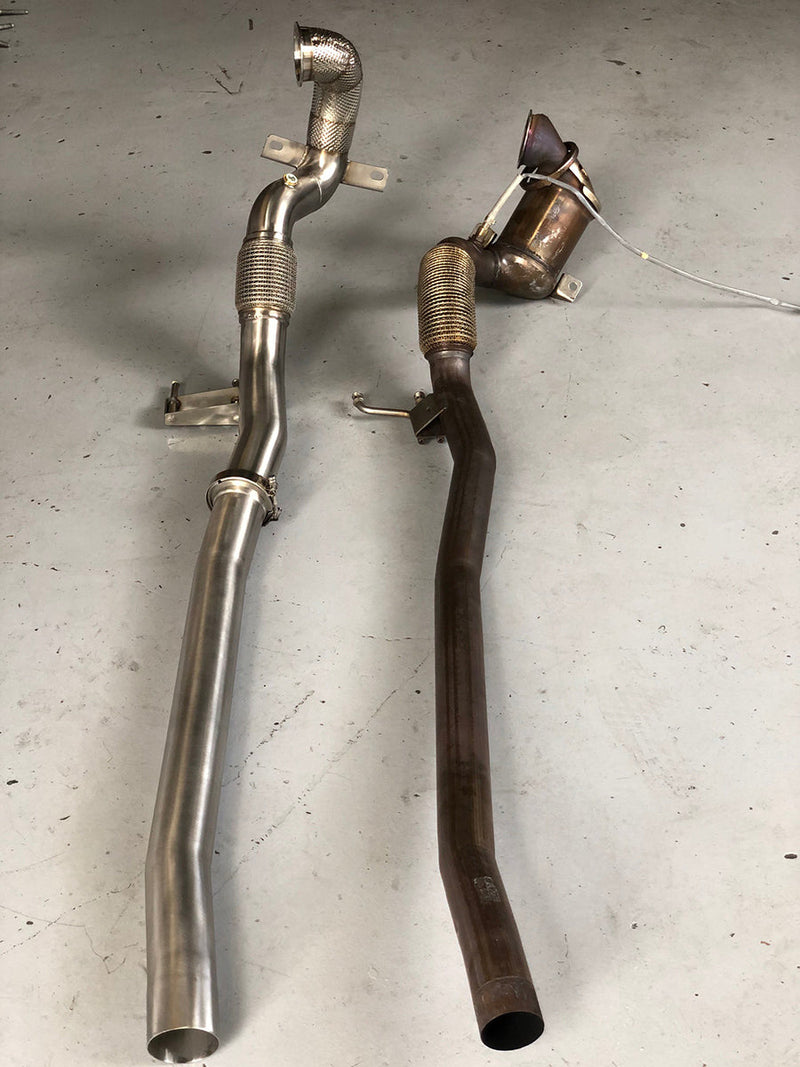 MODE Design 200cpsi Catted 3.5" Downpipe V2 MQB AWD VW Golf MK7 MK7.5 R Audi A3 S3 8V TT TTS 8S 8S 1.8T / 2.0T EA888