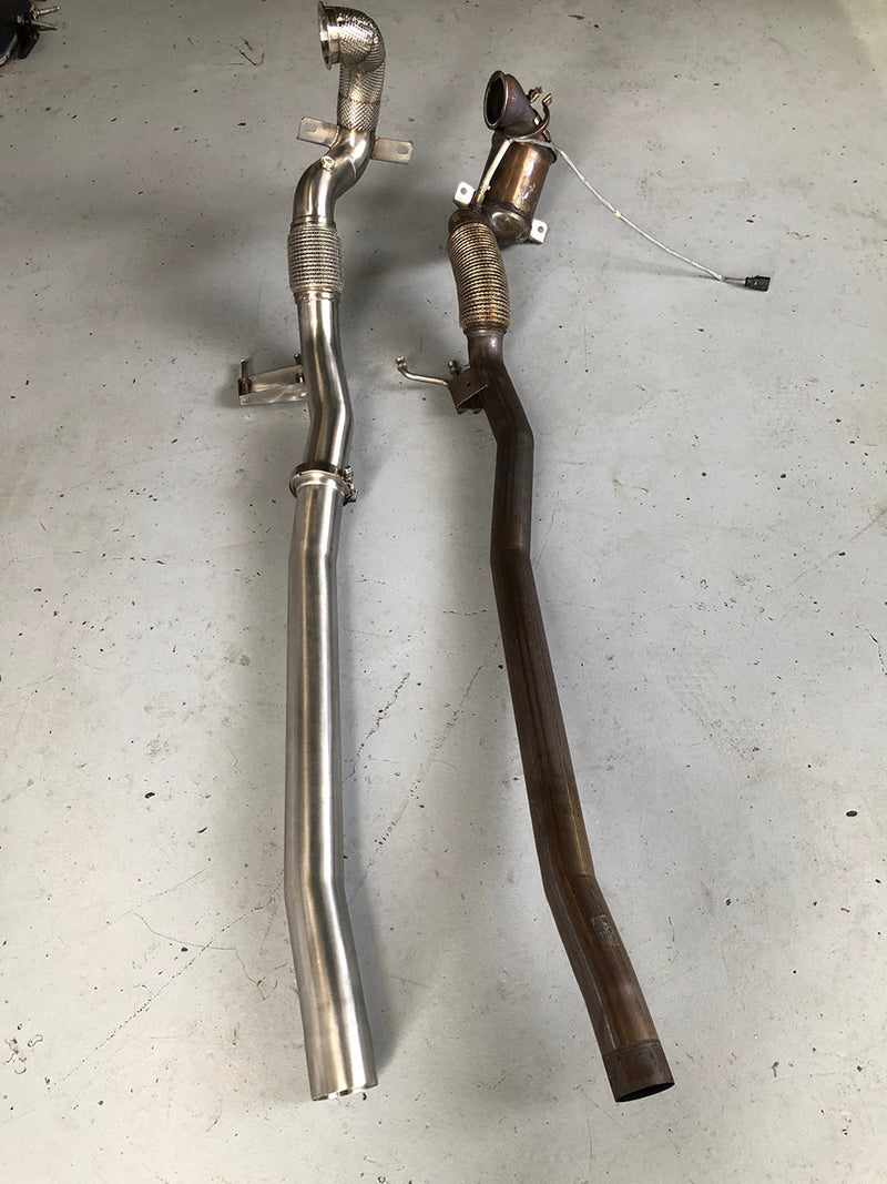 MODE Design Decatted 3.5" Downpipe V2 MQB AWD VW Golf MK7 MK7.5 R Audi A3 S3 8V TT TTS 8S 8S 1.8T / 2.0T EA888